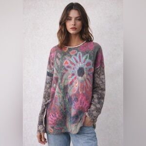 NWT Natural Life Pullover Sweater - Mauve Folk Flower Made Soft Eyelash Yarn